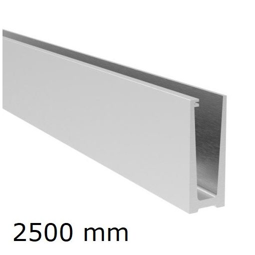Korlát alumínium profil - üvegkorláthoz 12 - 21.52 födémre - L=2500mm - satin/elox