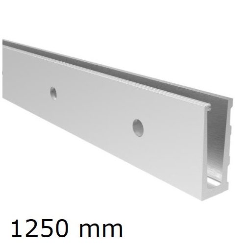 Korlát alumínium profil - üvegkorláthoz 12 - 21.52 oldalfalra - L=1250mm - satin/elox