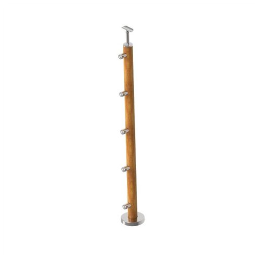 Korlát fához - korlátoszlop - BÜKK galériához - födémre - 5 soros tartóval D50 oszlop (100cm)